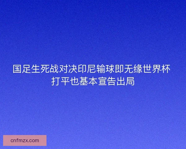 国足生死战对决印尼输球即无缘世界杯 打平也基本宣告出局