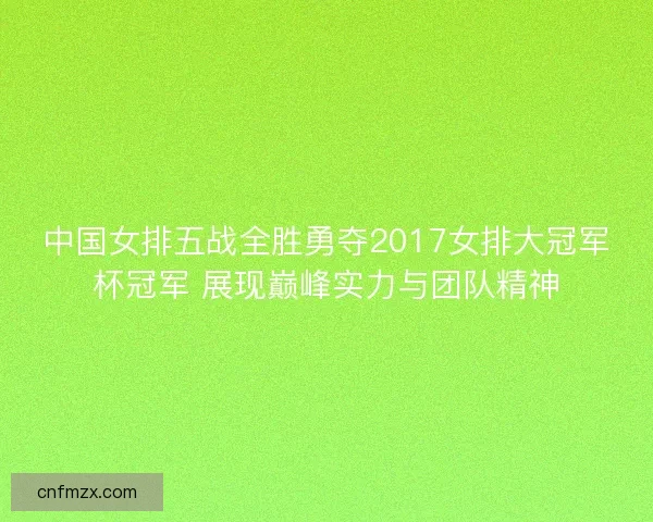 中国女排五战全胜勇夺2017女排大冠军杯冠军 展现巅峰实力与团队精神